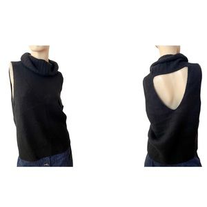 360 Cashmere- Rosaly Open back cashmere turtleneck tank top- medium